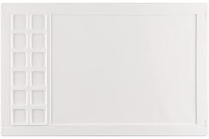 CYFUN DESIGN Tapis de support d'eau surdimensionné en silicone blanc avec 12carrés de palette pour aquarelles et supports mixtes antidérapant,imperméable,résistant à la chaleur, antiadhésif,antireflet 30,5x22,9cm