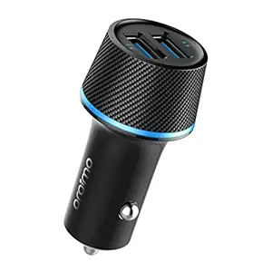 Car Charger, Oraimo Highway 10.5W Dual Ports Car Charger Adapter Fast Charging USB Charger with Blue LED Lights for MI, Samsung, Realme, iPhone, iPad