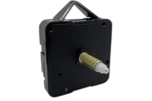 DANS CLOCK SHOP Rechange pour mouvement d’horloge à quartz sonore, mécanisme pour monter la pile et attaches fournis, Plastique, noir, Extra Long - Gold Thread 16mm - Total 26mm