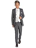 chaleco niño gris Corte ajustado recortado Paisley of London, En Gris Niño Traje, Corte Ajustado traje, Remolino Chaleco & Corbata, 12-18 Meses - 13 Años - Marfil, 13 años