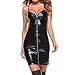 Produktbild HCFKJ Dessous Erotische Unterwäsche Frauen Damen Große Größen Leder Lack und Leder Zipper Lingerie Gefrierschränke Jumpsuits Clubwear Stripper Leather Underwear (S = 36 EU, Schwarz #1)