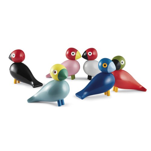 Kay Bojesen Songbird Ruth, Wooden Bird, Hand painted Beech, Deco Bird, Pink-Red-Yellow