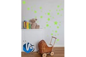 WALLDESTICKER Mixed size Stars Wall Stickers Kid Decal Art Nursery Bedroom Vinyl Decoration (32 stars 4cm x 4cm, Apple Green)
