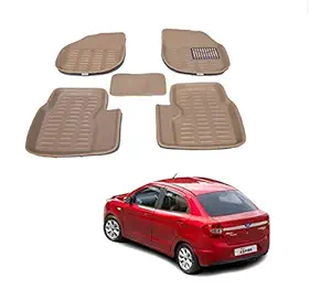 KOZDIKO TPE Car 3D Mats Foot Mat for Ford Figo Aspire, Beige