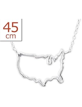 Silber USA Map Kette