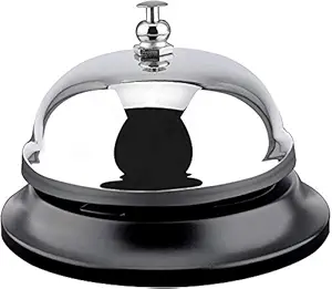 KNAFS Big Call Bells,Chrome Finish, All-Metal Construction, Desk Bell Service Bell for Hotels, Schools, Restaurants, Reception Areas, Hospitals, Warehouses(Silver)