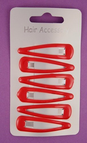 6 Red Plain Hair Slides IN4588