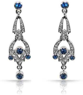 Crystal Chandelier Drop Titanic Blue Earrings of 4.9cm