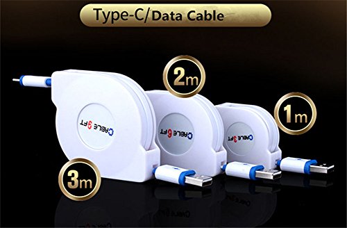 Interesting® Schwarzes 3ft USB-A zum USB C Type-C Einziehbares 2A Schnelles Daten-Synchronisierungs-Aufladeeinheit Aufladenkabel - 4