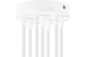 creative cables - Kit Rosace métallique cylindrique à 7 Trous - Conique, Blanc Brillant