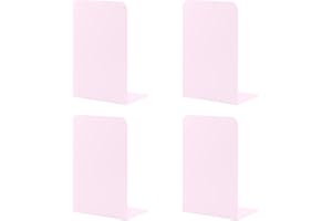 2 Paia Fermalibri per Mensole, MSDADA Reggilibri per Libreria, Porta Libri da Scrivania, Ferma Libri da Scaffale per Libreria, Ufficio, Casa, Biblioteca, Scuola, Studenti Regalo(Rosa Chiaro)