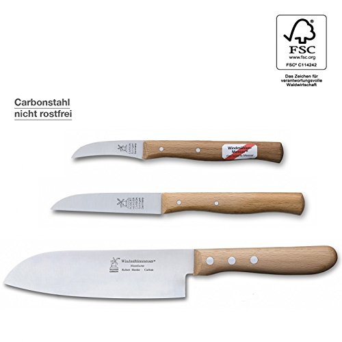 Windmühlenmesser Messer-Set 3tlg CARBON Buche 8064