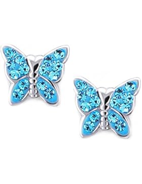 SL-Silver Ohrringe Ohrstecker Kristall Schmetterling 925 Silber in Geschenkbox