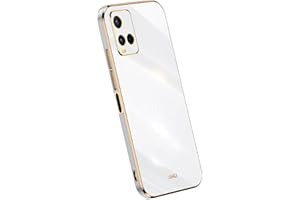 RankOne La Custodia del Telefono è Adatta per vivo Y21 / vivo Y21s / vivo Y33s 4G (6.51" Inches), Case per Cellulare in Silicone con Telaio Galvanico - Bianco
