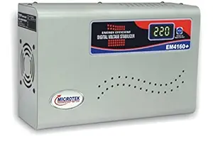 Microtek EM4160+ Automatic Voltage Stabilizer for AC up to 1.5 ton (160V-285V), Metallic Grey  Digital Display, Wall Mounted