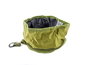2PET Foldable Bowl for Dogs by Lightweight Waterproof Compact and Collapsible Dog Feeder for Either Water, Food or Treats, One Size 4? Height x 6.5? Diameter - Green