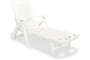 vidaXL Chaise Longue avec Repose-Pied Blanc Jardin Terrasse Patio Extérieur