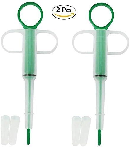 Mmei 2 pcs Pet Dog Cat Puppy Capsule Tablet Pill Gun Tablet Syringe with Soft Tip Doser Pill Pusher Grip Tip Syringe Medical Feeding Tool
