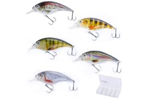 Zite Fishing Crankbait - Set di wobbler per pesca con pesce persico e luccioperca, 8,9 cm, 5 pezzi in scatola