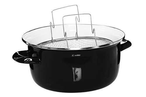 Premier Housewares Frittiertopf, Pyrex-Deckel, 6 x 33 x 27 cm, 5 l, schwarz - 5