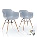 Produktbild 2er Set LTD83 Esszimmer Stühle Moos Grau Kunstoff Designer Schalenstuhl mit Buche Holz Beine Metallgestell Retro Vintage Modern Klassisch Esstisch Stuhl