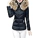 Produktbild Daunenjacken für Damen, Subfamily Steppjacke Winter Warm Outwear Frauen Dicke Oberbekleidung Kapuzen Mantel Kurze Dünne Baumwolle Gefütterte Jacken Pelzmäntel Feste Farbe Baumwoll Jacke Langarm
