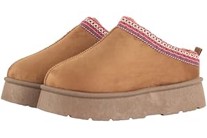 MIOBER Ladies Suede Slipper, Women's Slip On Indoor Platform Slippers,Faux Fur Warm,Plush Thermal with Anti-Skid Sole,Lined Outdoor Winter Boots