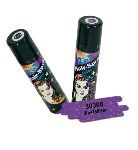 FASCHING 30306 Hairspray 2 in 1 lila, Glitter+Color, Haarspray NEU/OVP