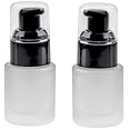 30ml 1OZ Frosted Glass Pump Bottles with Press Pump, Travel Size Refillable Empty Liquid Foundation Container Dispenser Storage Bottles for Cosmetic Lotion Essence Emulsion Sample (2 Pack)