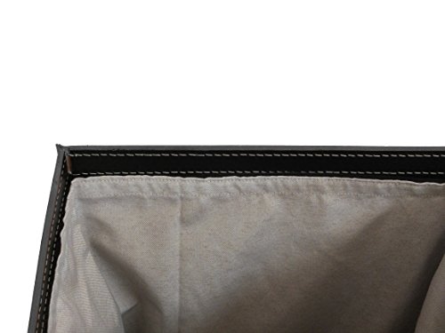 ANGELA: Wäschekorb Design aus „regenerethed leder“ farbe Anthrazit, mit abnehmbaren Baumwoll Leinwand. - 3