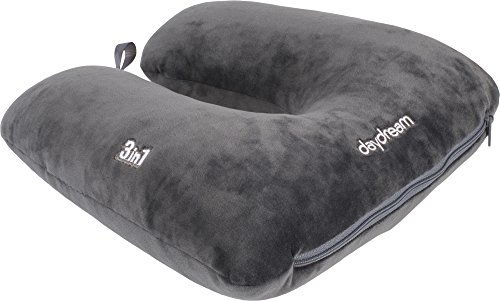 daydream: patentiertes 3-in-1 Nackenkissen mit Mikroperlen, grau (N-5502)