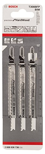 BOSCH Stichsägeblatt T 308 BFP, Precision für Wood, 3-er Pack, 2608636736 - 2