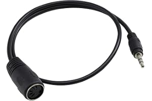 QUIK LOK - SX/164 TRS-MIDI 0,20 tum typ B adapterkabel Mini Jack TRS 3.5 till MIDI DIN 5-polig hona, längd 20 cm, svart färg