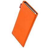 fitBAG Beat Orange Handytasche Tasche aus Echtleder Nappa mit Microfaserinnenfutter für Blackberry DTEK 50 | Schlanke Hülle als edles Zubehör mit praktischer Reinigungsfunktion | Rundumschutz | Made in Germany - 