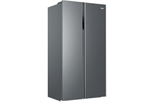 Haier SBS 90 Series 3 HSR3918ENPG - Frigorífico Side by Side, Americano, Apertura 90 grados, Tecnología Antibacterias, Capacidad XXL 528 L, Total No Frost, Clase E, Inox, Gris, 177,5 x 90,8 x 64,7 cm