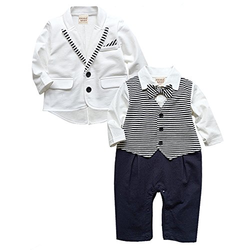 ZOEREA Baby Boys Gentlemen Romper Jumpsuit Wedding Suits Tuxedo Baptism 2pcs