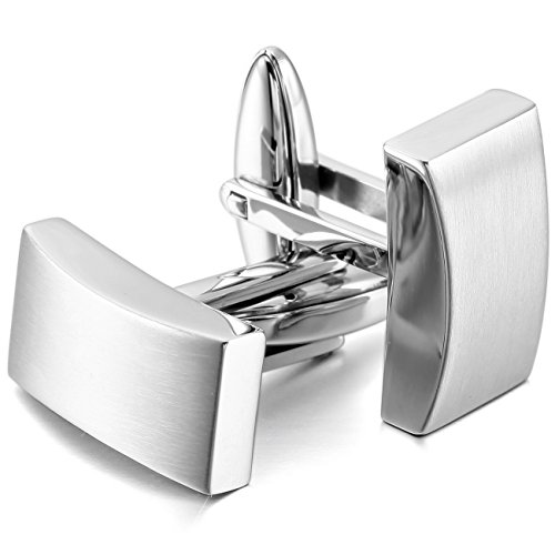 MOWOM Silber Ton 2 PCS Edelstahl Manschettenknöpfe Hemd Hochzeit