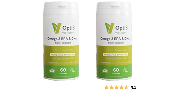 Opti3 Omega-3 850 Milligrams EPA DHA - Vegan Omega 3 Supplement - Twin Pack  120 Capsules - Vegetology : Amazon.co.uk: Health \u0026 Personal Care