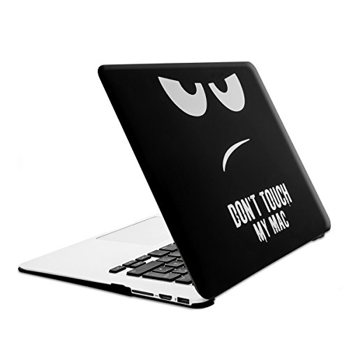 kwmobile Hardcase Laptop Hülle für Apple MacBook Air 13″ (ab Mitte 2011) – Don’t touch my Mac Design Weiß Schwarz dünne gummierte Schutzhülle Cover Case Tasche - 5