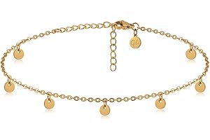 GD GOOD.DESIGNS Good.Designs Tobillera para mujer I tobillera impermeable de acero inoxidable I tobillera para mujer con monedas pequeñas