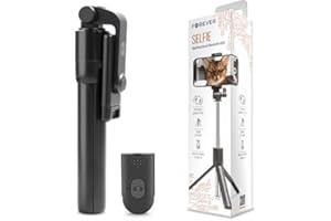 FOREVER Perche à selfie avec télécommande sans fil, trépied en aluminium, perche à selfie avec télécommande sans fil, rotation à 360°, perche selfie pour iPhone, Samsung