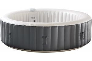 JUNG Infinite Xtra Whirlpool aufblasbar rund, 8 Personen SPA Selbstaufblasend, beheizter Pool Outdoor & Indoor, Ø 240 cm, 110 Wellness Luftdüsen
