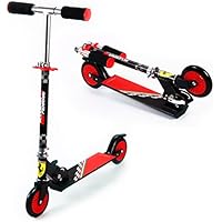 Ferrari Scooter Patinetes para Niños Plegable Altura Ajustable Escúter Dos Ruedas de aluminio de 3 a 6 años negro
