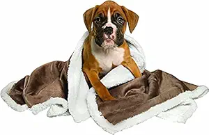 Petslover Blanket for Dogs Cats, Warm Flannel Plush Pet Bed Blanket Reversible Brown (Small)