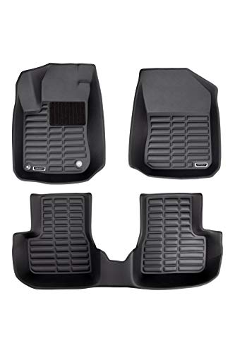 Origen Alfombra Específica 3D Para Peugeot P2008 (2014 - ), Fabricadas en Pvc, Bordes Altos, Ajuste Perfecto, Negro, Pack de 3 Piezas