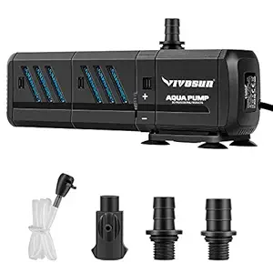 VIVOSUN 400GPH Submersible Pump(1500L/H, 15W), Ultra Quiet 4-in-1 Water Pump with 5.2ft High Lift, Fountain Pump with 5ft Power Cord, 3 Nozzles for Fish Tank, Pond, Aquarium, Statuary, Hydroponics