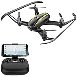 Potensic Drone con cámara 720P HD, RC Quadcopter RTF Altitude Hold, Avión con Control Remoto, Modo sin Cabeza WiFi FPV 2.4Ghz, Aterrizaje y Despegue y Alarma al Fuera de Rango , U36W Negro