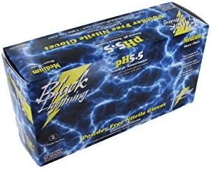 Atlantic Safety Products Black Lightning Gloves, Medium, Box of 100