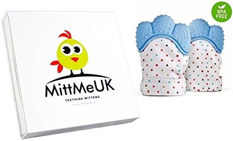 Teething Mitten Baby Soother Glove Pain Relief Remedy for Sore Gums and Cutting Teeth Gel Applicator for Babies Mouths Suitable from 2 months to Toddler Teether Toy (Pastel Blue)