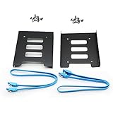 Pasow 2 Pack 2.5" to 3.5" SSD HDD Hard Disk Drive Bays Holder Metal Mounting Bracket Adapter for PC ( Bracket + Blue Sata III Cables)